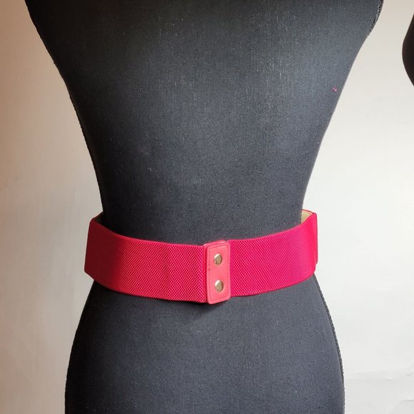 Women's LCF Steampunk Red and White Lace-up Elastic Waistband Corset Belt - Picture 8 of 17